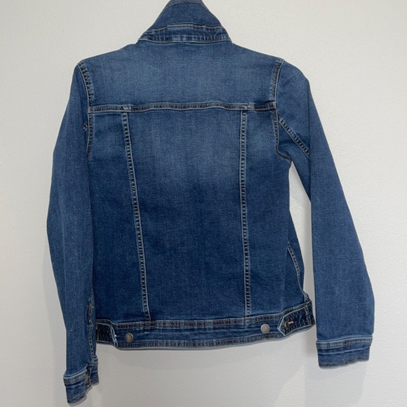 Well Worn Dark Wash Blue Button Stretchy Denim Jean Jacket Size Small Trucker - Picture 2 of 8